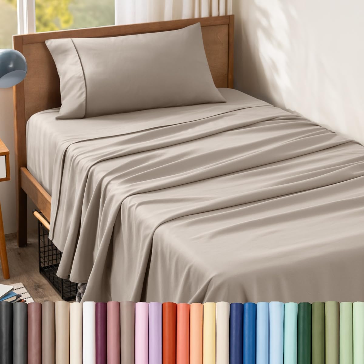Bare Home Twin Sheet Set - 1800 Ultra-Soft (Twin, Khaki) — image 1