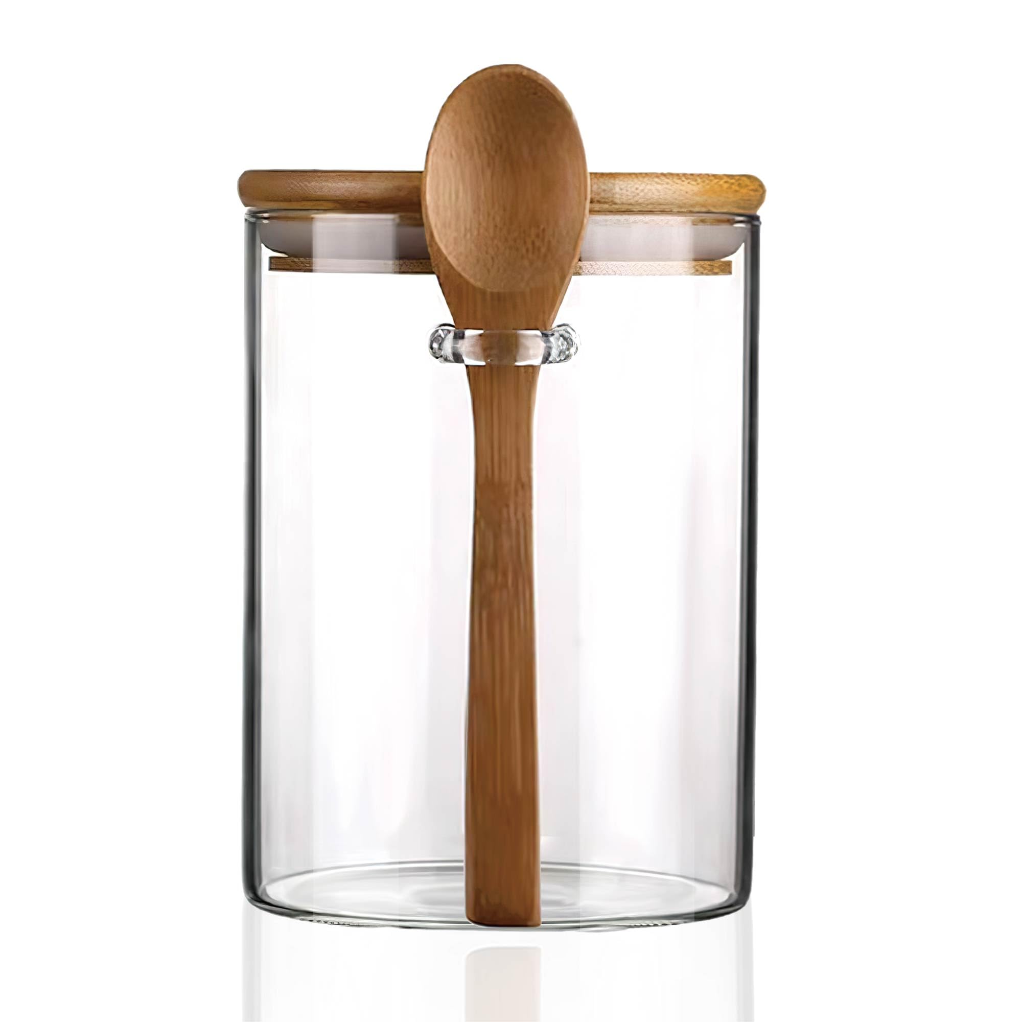 MOLADRI Glass Storage Canister with Wood Scoop (15 oz/450 ml | 1pcs)