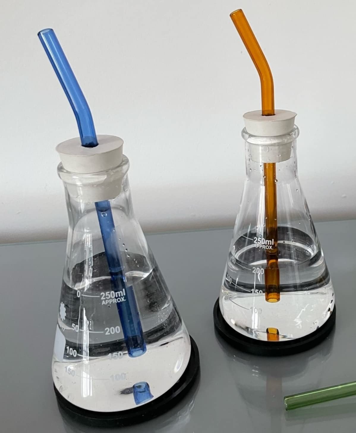 Lab Flask Chemistry Drinking Glasses Handmade Home Decor Quirky Apothecary Science Cocktails Water Hand-Blown Glass Straws