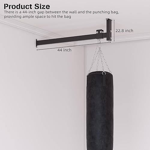 Miniatura 4 de Soporte de montaje en techo para saco de boxeo, 42 pulgadas de largo para bolsa pesada con colgador ajustable fácilmente, montaje que ahorra espacio