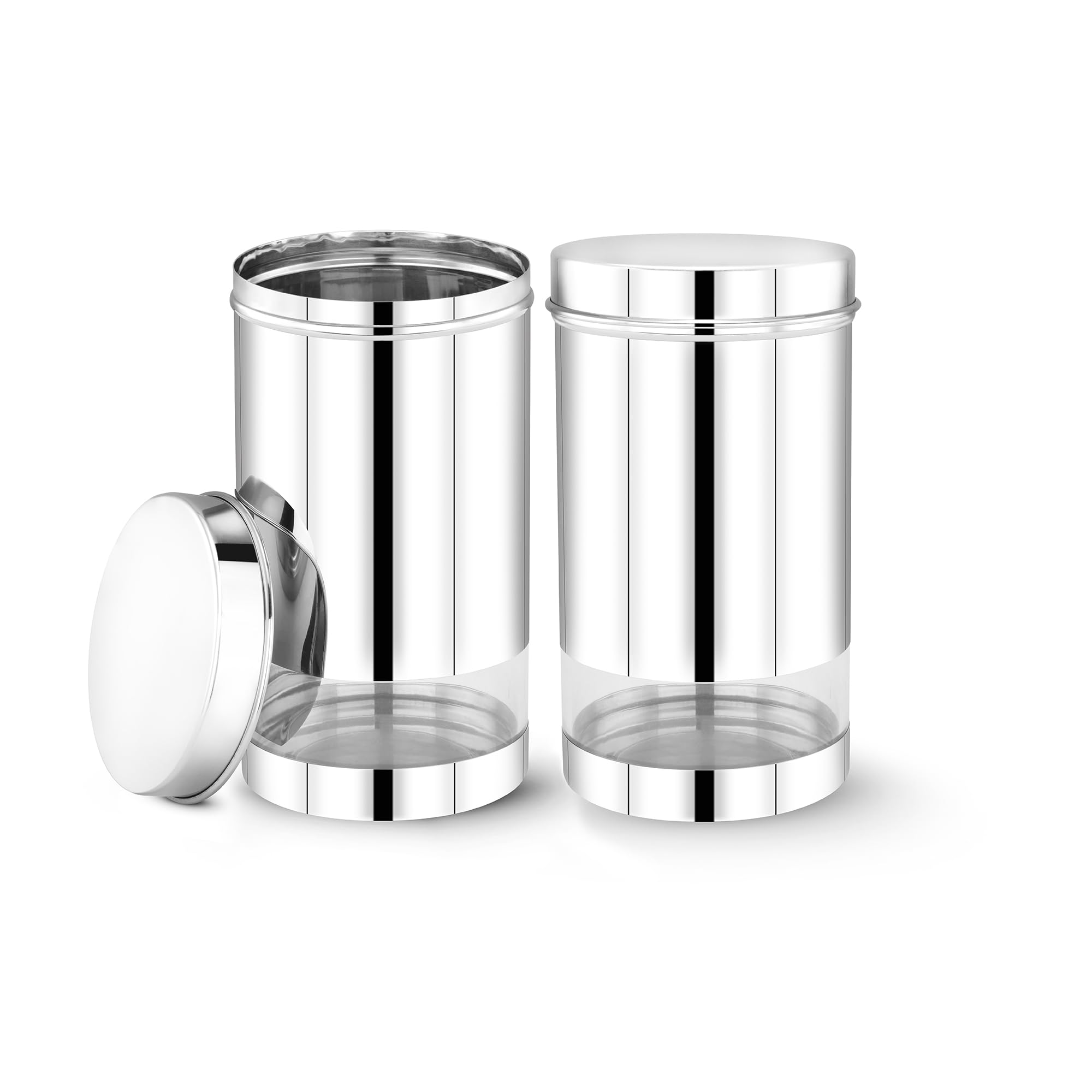 MAXIMA Sunshine Stainless Steel Canister - Elegant Circular Design for Tea, Coffee, and Spices | Leak Proof | Airtight Kitchen Storage Container (1200ml) Set of 2 (B0CGVGWNZ4) Amazon Price History, Amazon Price Tracker