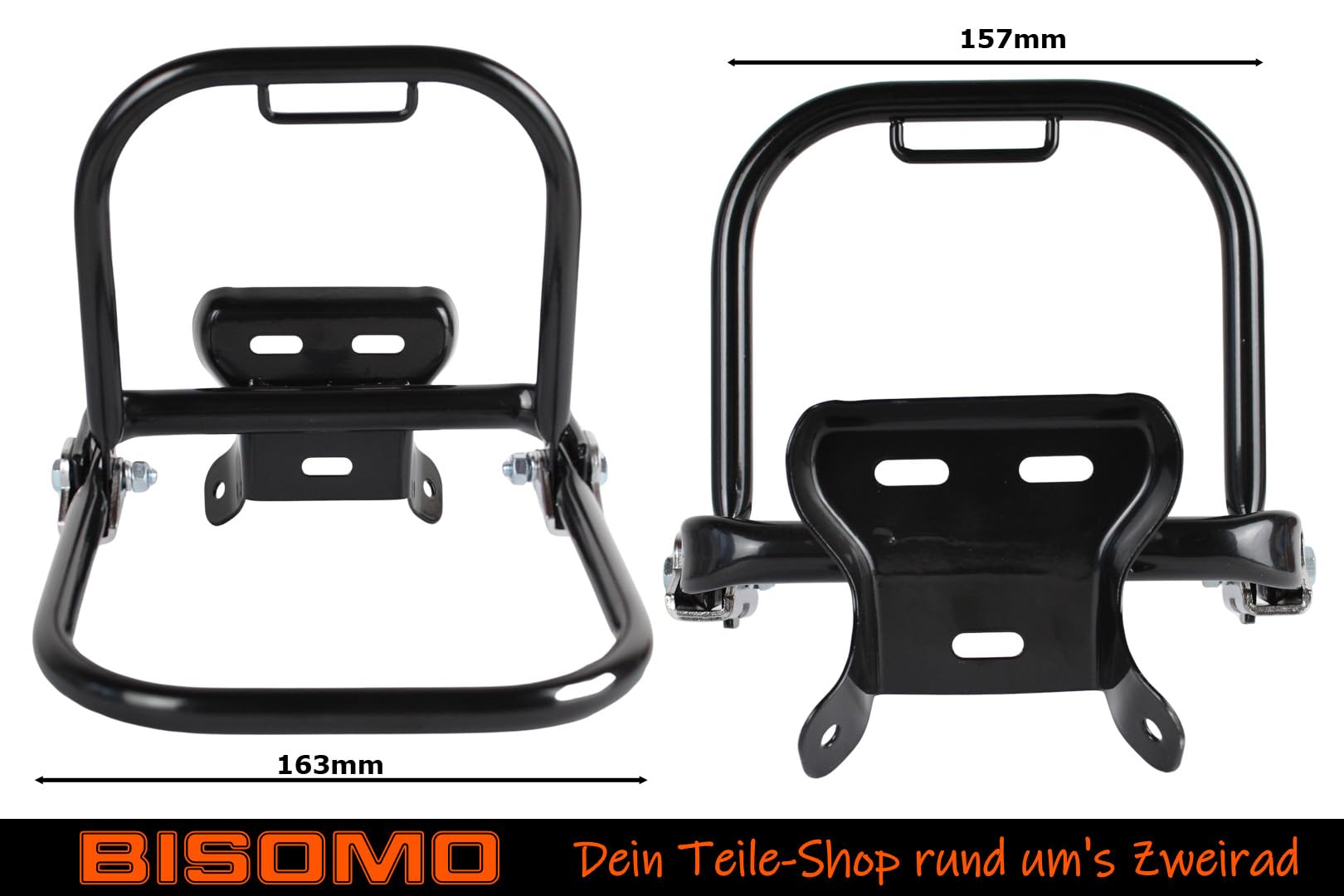 Gepäckträger komplett hinten, kurzer Stützbügel mit Schutzblechhalter für Simson S50 S51 S70 Enduro, Schwarz