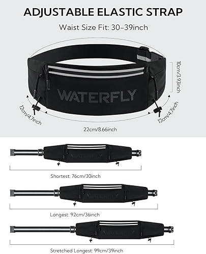 Miniatura 5 de WATERFLY Riñonera para correr con 3 bolsillos, transpirable, para hombres y mujeres, para ejercicio, fitness, soporte para teléfono, se adapta a