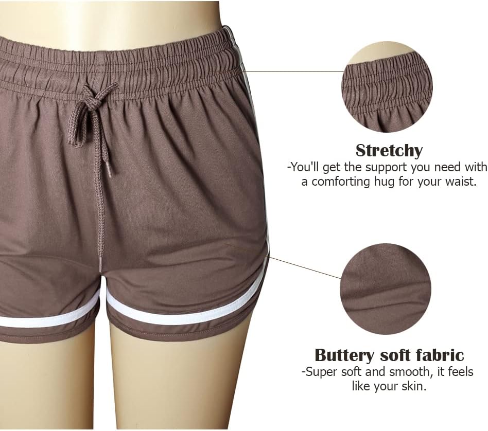 Athletic Workout Gym Yoga Running Fitness Sports Shorts for Women Lounge Short Pants Large-X-Large 202-mocha image 4 of 5 B088DP2YT1