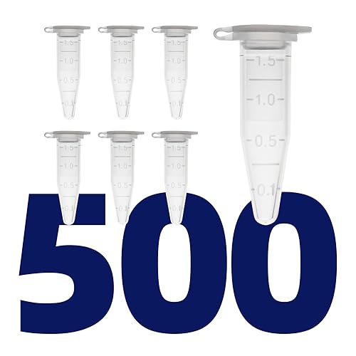 Tubos de microcentrífuga de 0.1 fl oz, tubos de plástico de polipropileno estéril AyinLab 500 piezas, tubos de ensayo de centrífuga de laboratorio