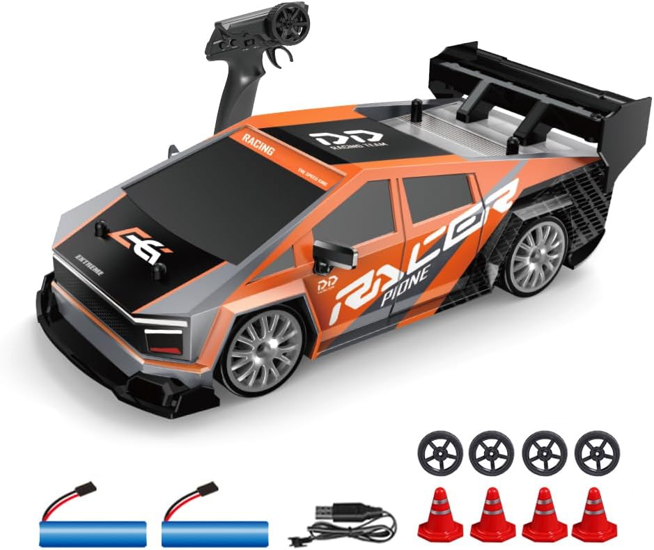 1:24 Scale RC Drift Car, 30KM/H 4WD 2.4GHz Remote Control Cars with LED Light, Racing and 4 Drifting Wheels, High Speed RC Racing Cars Perfect Toy Gift for Teen Adults