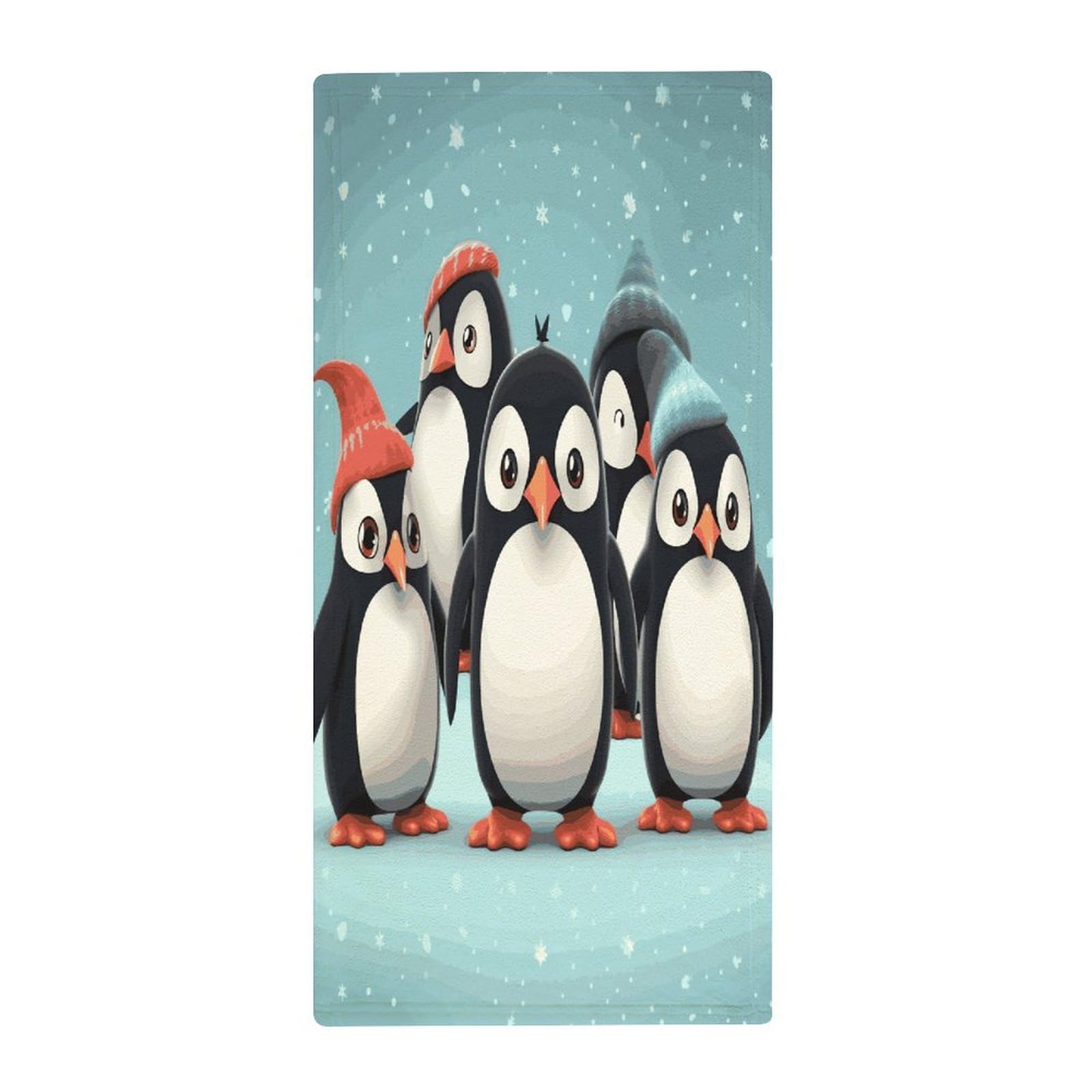 MUSM Premium Hand Towels for Bathroom Ultra Soft Printed Towels Coral Velvet Kitchen Hand Cute Penguins Towel Highly Absorbent Hotel Spa Towel Collection 13.8 X 28.7 in