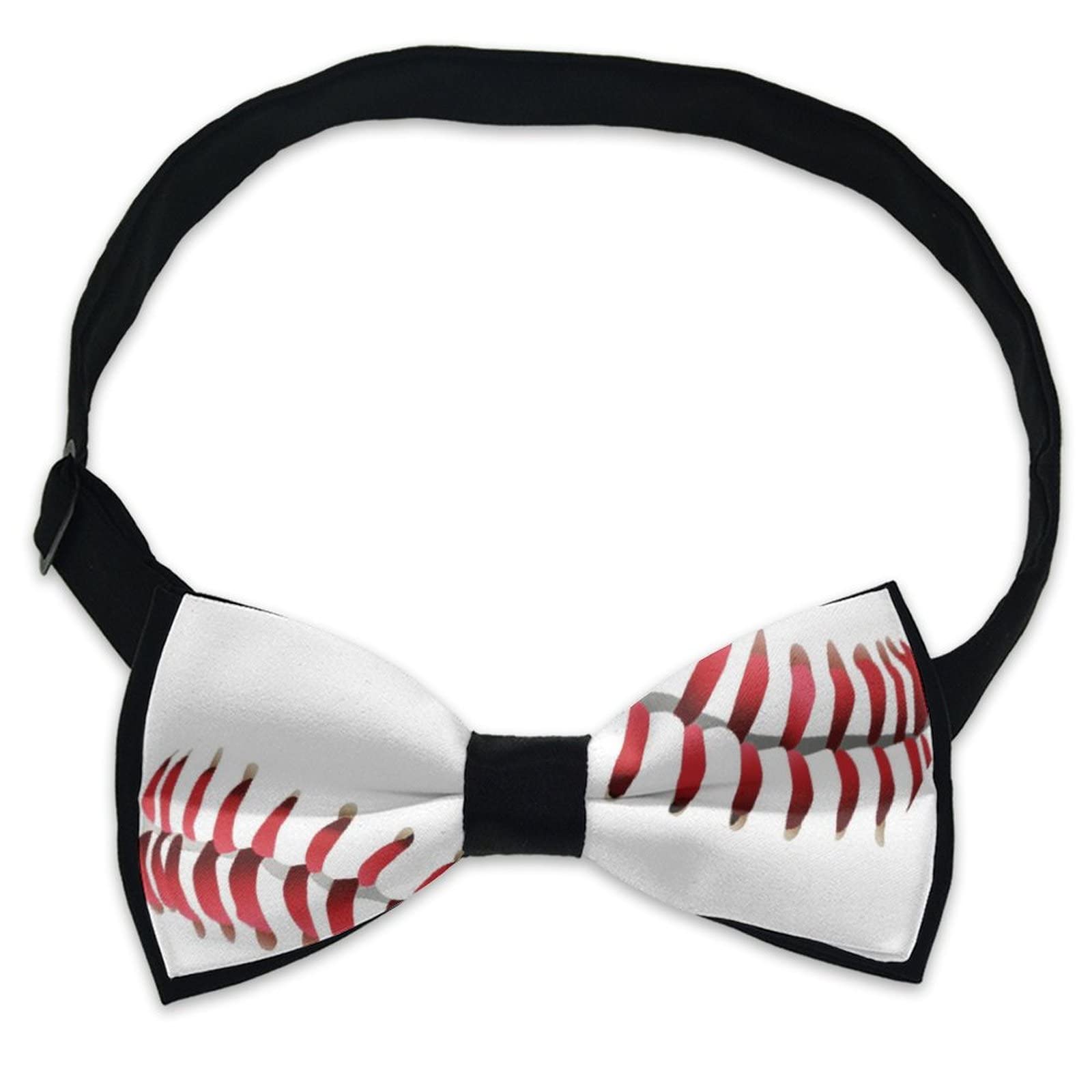 RIMENCH Men's Bow Tie Pre-Tied Satin Formal Tuxedo Bow tie for Dress up, Christmas, Wedding, Party, Fashion Bowtie American Red Line White Baseball Bow tie