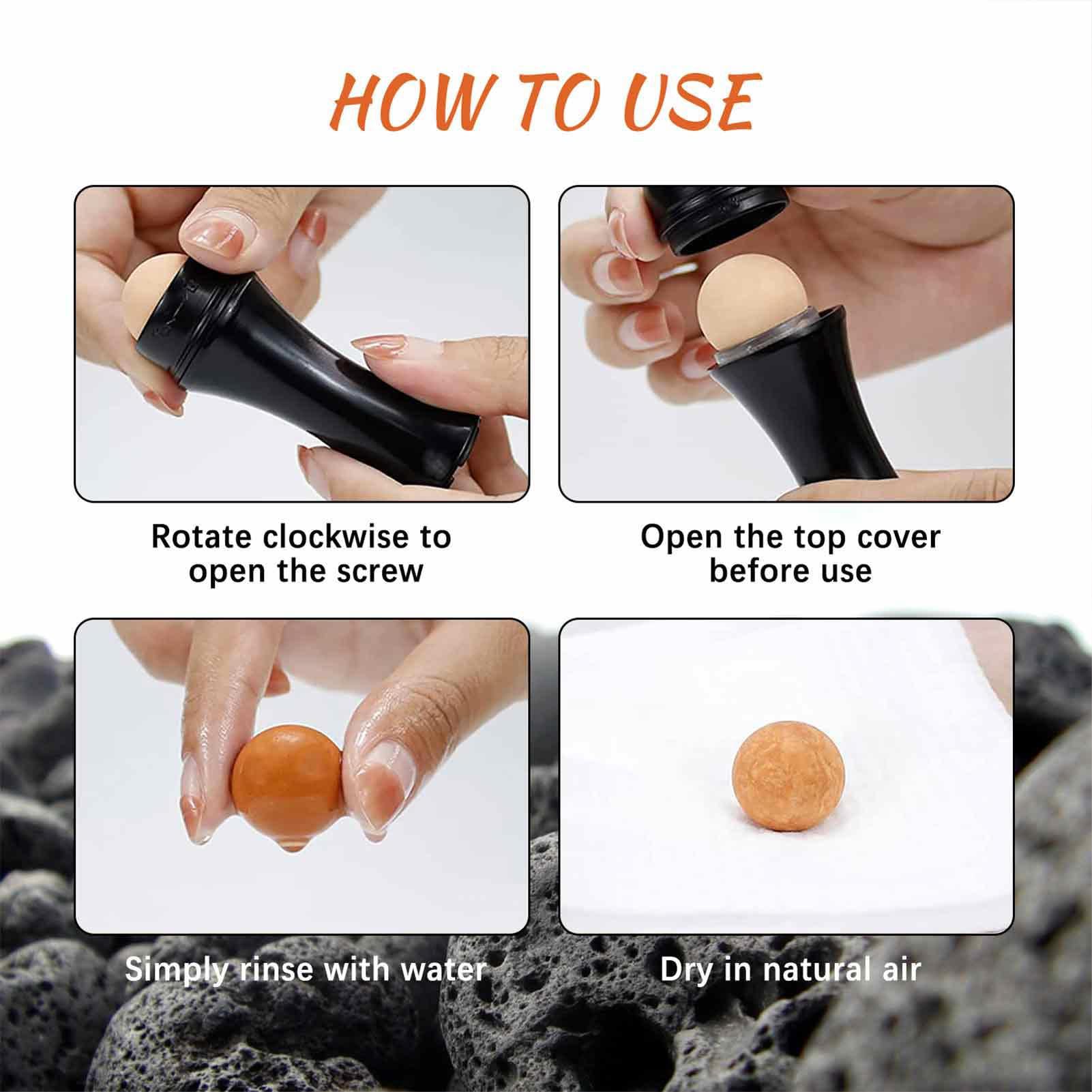Rolling Stone - Herramienta para el cuidado piedra volcánica, control la piel grasa para maquillaje facial, rodillo facial reutilizable Lingjiong