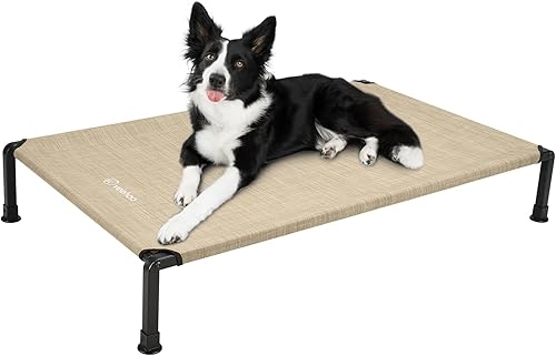 Miniatura 10 de Veehoo Cama elevada resistente para perros, cama elevada con malla Teslin lavable y transpirable, pies de silicona antideslizantes, cuna refrescante