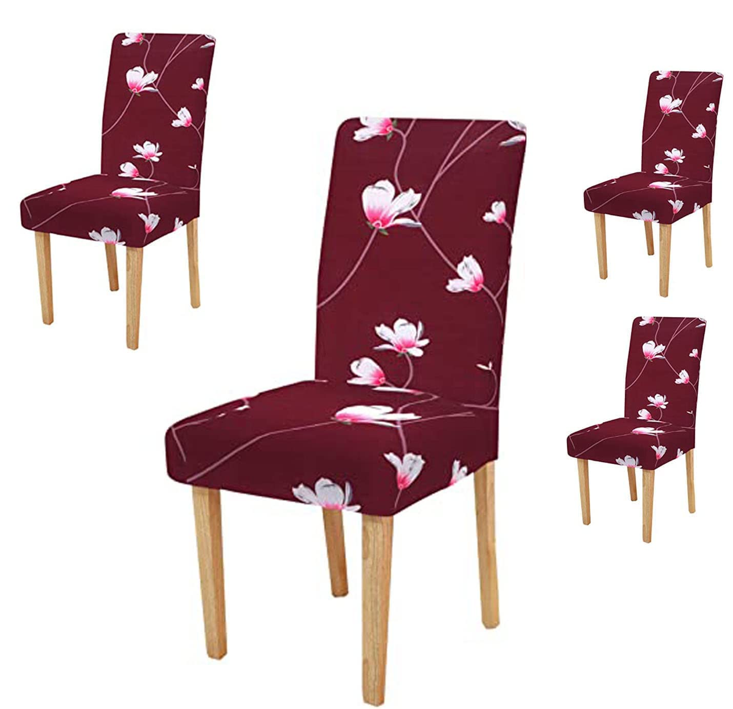 Rabhnoor Polyester Blend Stretchable Floral Printed Dining Chair Covers (Set of 4, Wine-Maroon, Standard) (B0D842S8HM) Amazon Price History, Amazon Price Tracker
