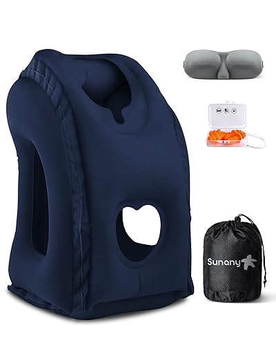Sunany Travel Pillow, Inflatable Neck Pillow Used for Airplanes/Cars/Buses/Trains/Office Napping