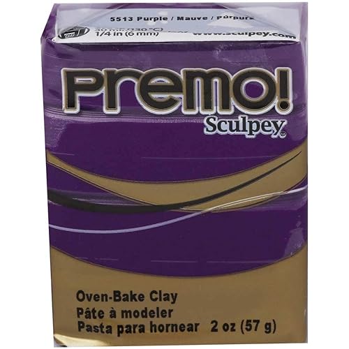 Sculpey Premo™ Polymer Oven-Bake Clay, Purple, Non Toxic, 2 oz. bar, Great for jewelry making, holiday, DIY, mixed media and home décor projects. Premium clay perfect for clayers and artists.