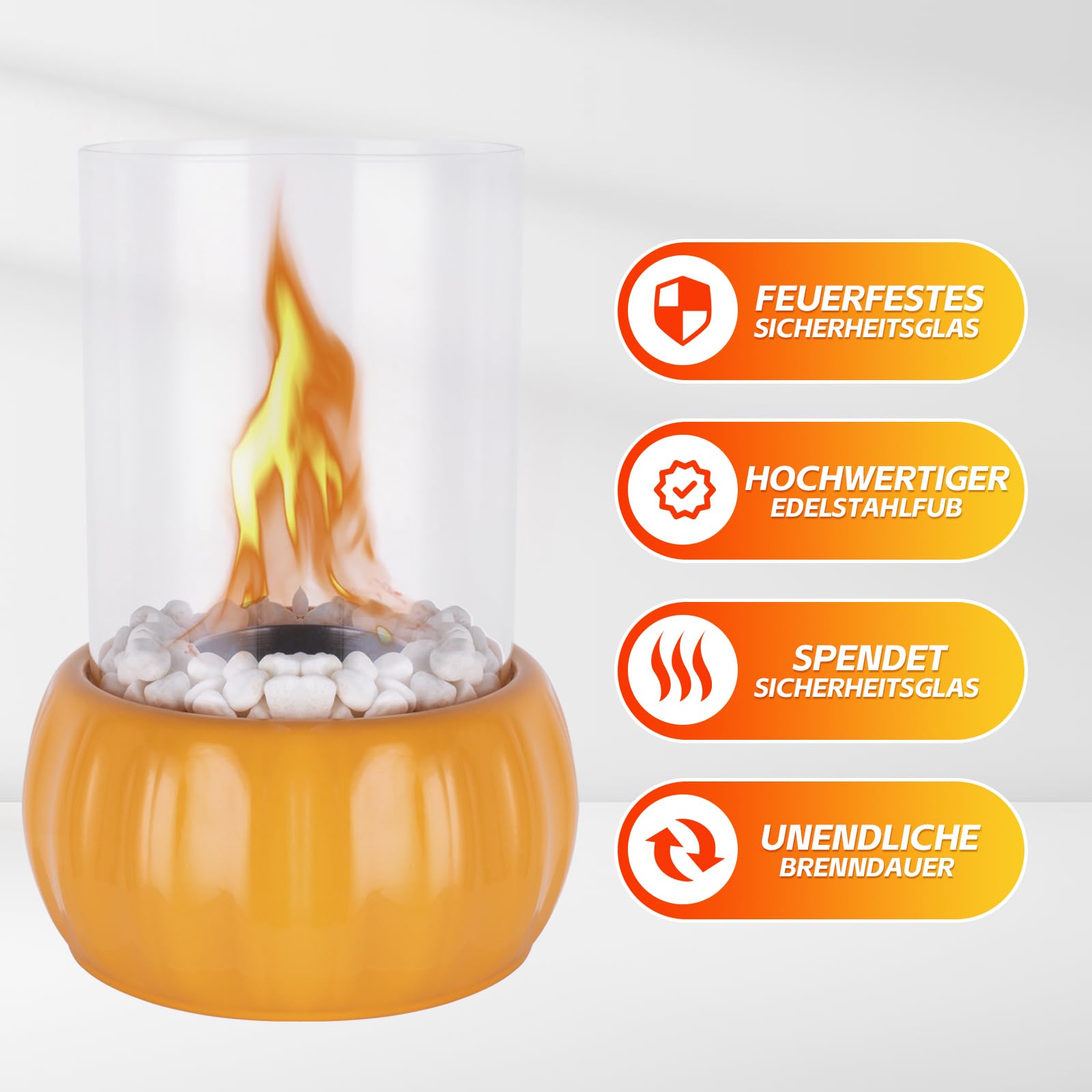 Camino Da Tavolo A Bioetanolo DOGNNAK - 2 Camere Combustione, Vetro Temperato, Fiamma Regolabile - Foto 8