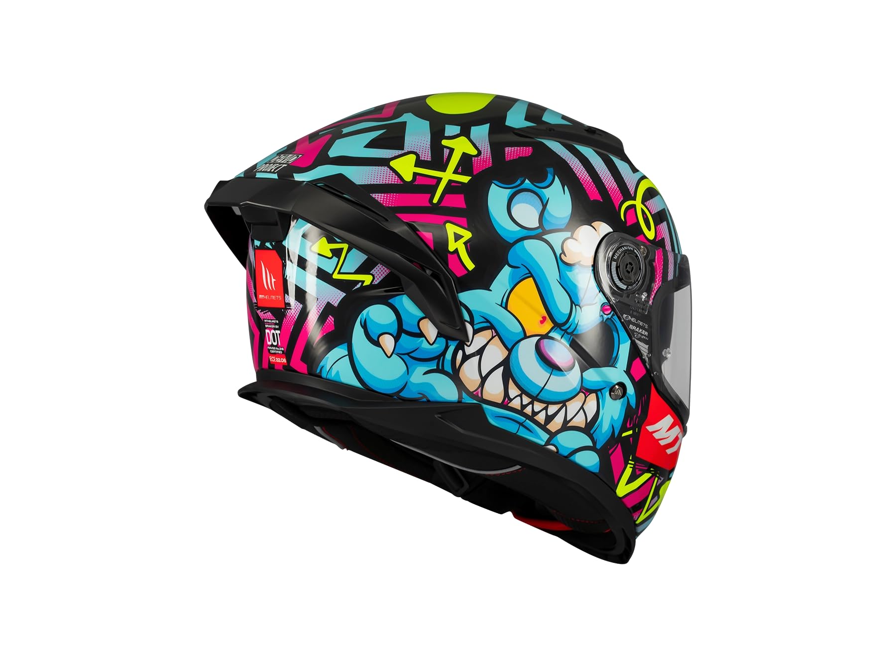 MT Helmets Braker SV, Casco Moto Integral Deportivo, Visor Solar Retráctil, Pantalla de Extracción Rápida Patentada, Spoiler Aerodinámico y Preparado Intercomunicador UCS, Homologado ECE 22.06 & DOT