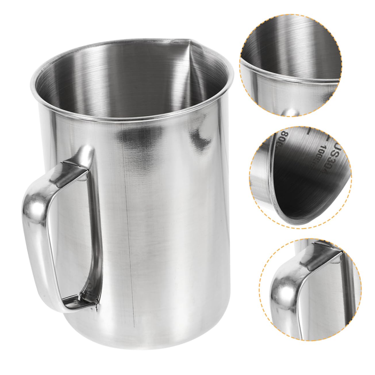 Alipis Misurino in Acciaio Inox 2000 Ml Con Scala Antischiuma Strumento Di Misura Versatile Per Cucina e Laboratorio