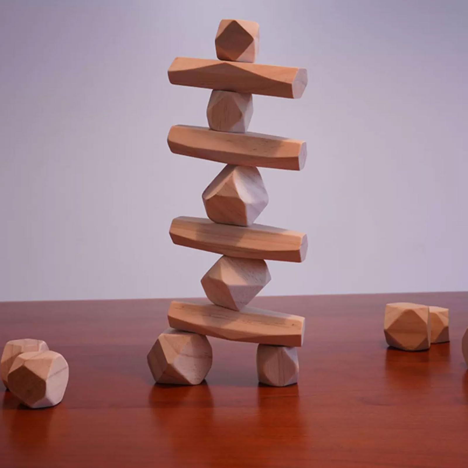 Bloques de Piedras apilables de Madera Natural Montessori sin Pintar
