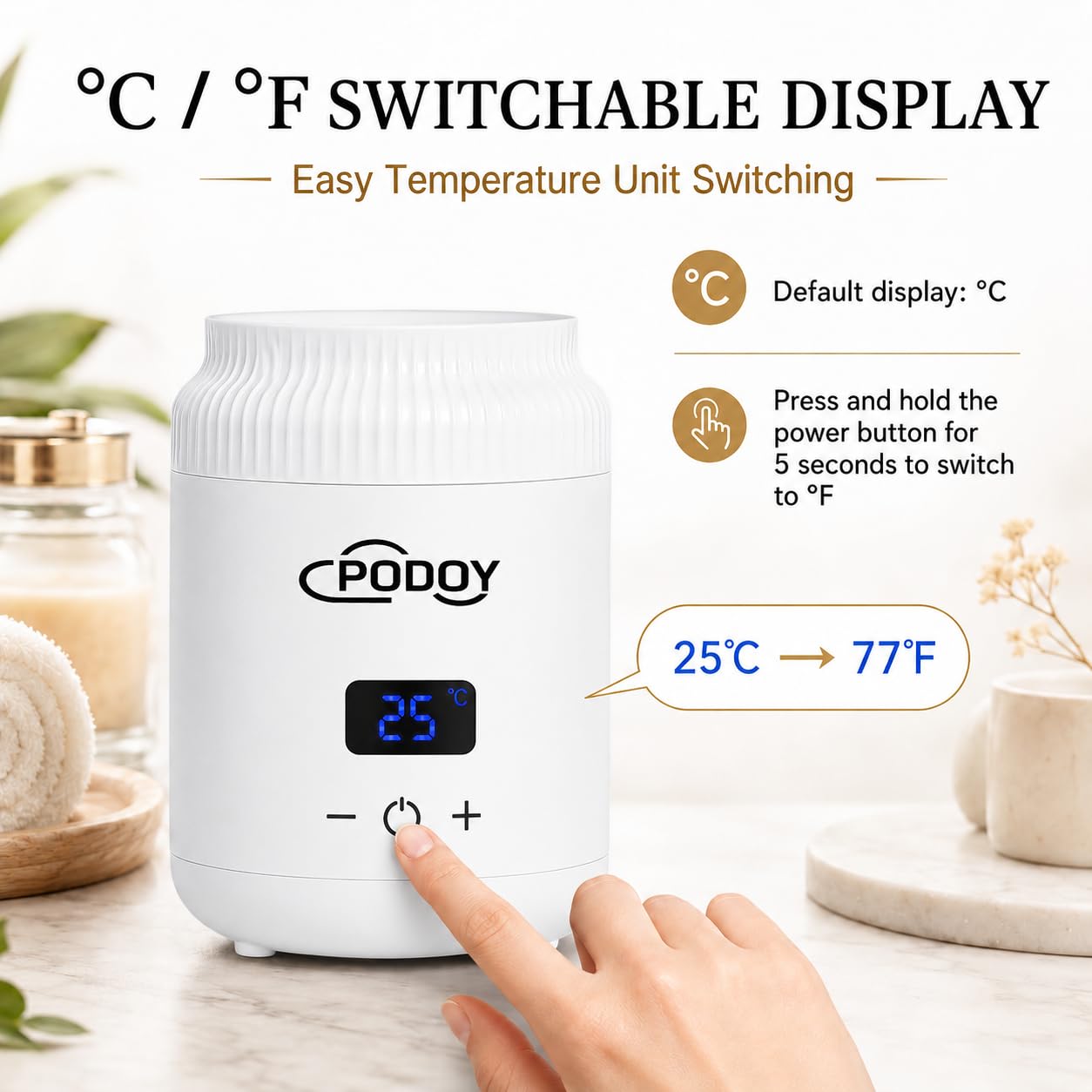 Podoy Mini Wax Warmer for Facial Hair Removal with Digital Display