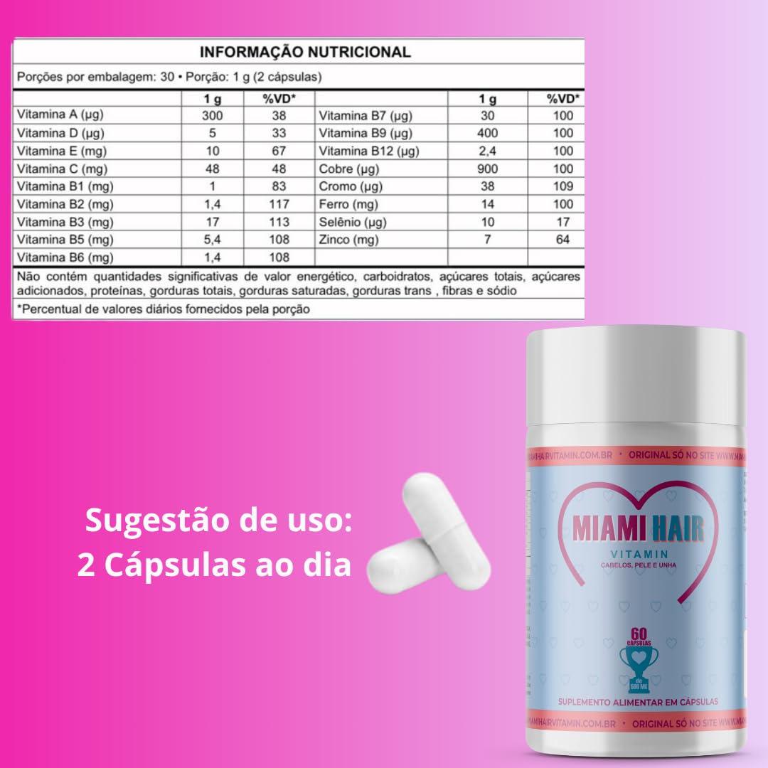 Biotina 45mcg + Silicio inteligente +17 vitaminas é MIAMI HAIR VITAMIN | 300Caps | Complexo de Beleza para Cabelo, Pele e Unhas | Crescimento Acelerado Dos Fios 90X MAIS RÁPIDO… em promoção! Veja a oferta e mais achadinhos de Vitaminas & Suplementos 9 Hoje é o melhor dia para comprar Biotina 45mcg + Silicio inteligente +17 vitaminas é MIAMI HAIR VITAMIN | 300Caps | Complexo de Beleza para Cabelo, Pele e Unhas | Crescimento Acelerado Dos Fios 90X MAIS RÁPIDO… com aquele preço maroto! Promoção! Aproveite a oferta! 9