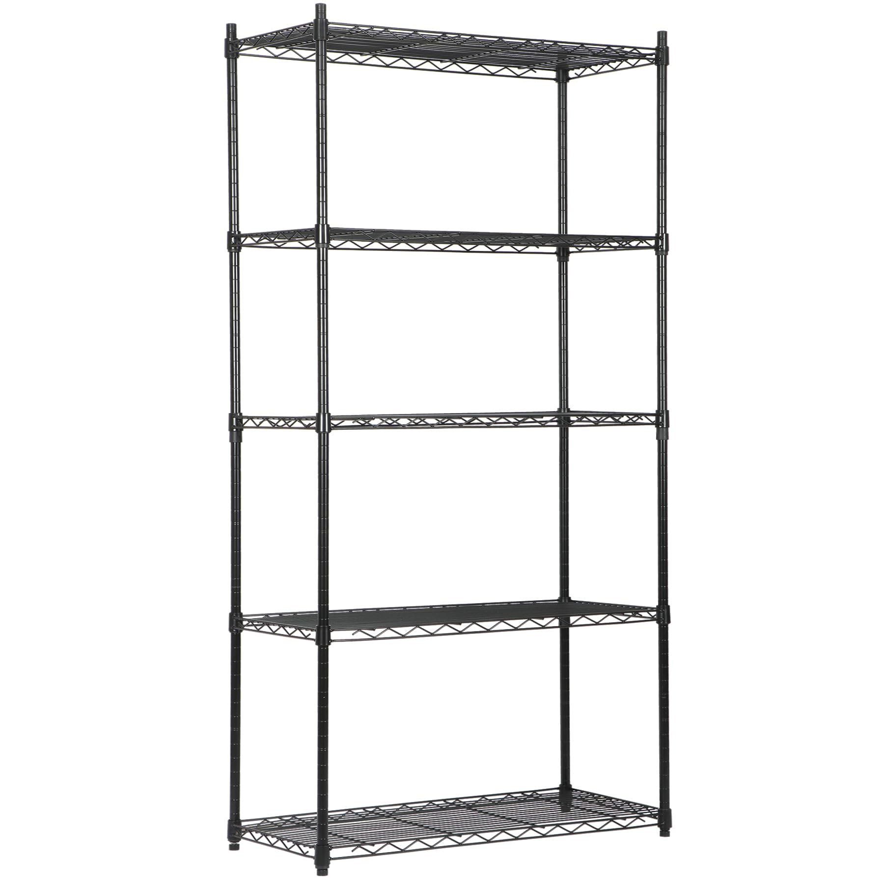 SUPER DEALBlack 5-Shelf Heavy Duty Storage Wire Shelving Unit for Restaurant Garage Pantry Kitchen Garage Rack (30L x 14W x 60H)