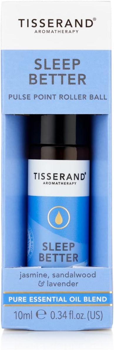 Tisserand Aromatherapy | Sleep Better | Pulse Point Lavender Rollerball for Deep Sleep Blended with Jasmine & Sandalwood | 100% Pure Essential Oil Blend | 0.34 Fl Oz