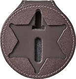 Perfect Fit Shield Wallets County of Los Angeles Sheriff Six-Point Star Belt Clip Badge Holder with Pocket and Chain (Cutout PF622), Brown Leather, One Size