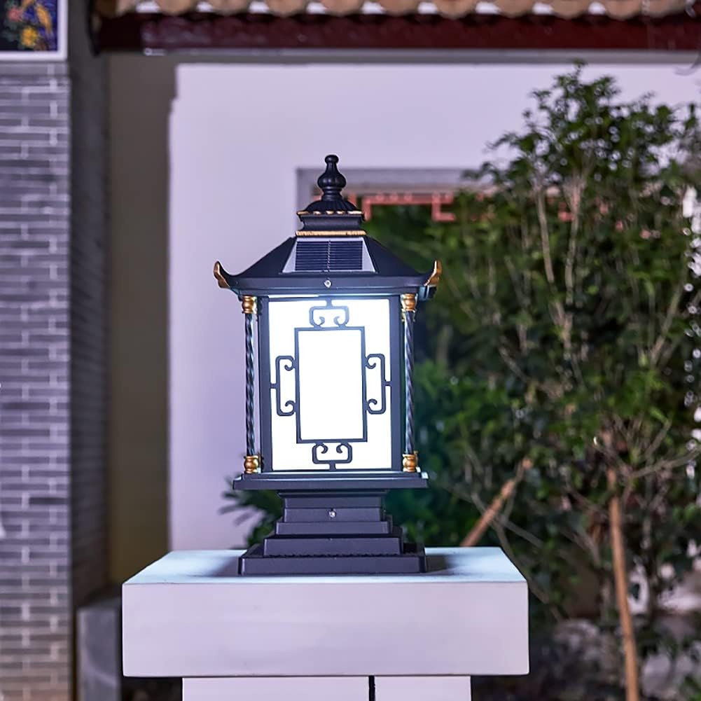Światła słupkowe na zewnątrz, lampy ogrodowe, oświetlenie tarasu, lampy solarne na zewnątrz, solarne światła słupkowe, 2 tryby światła LED, szkło wodoodporne, na ogrodzenie ogrodowe, patio, drewniane słupki, ciepła biel, zimna biel (kolor: A, rozmiar