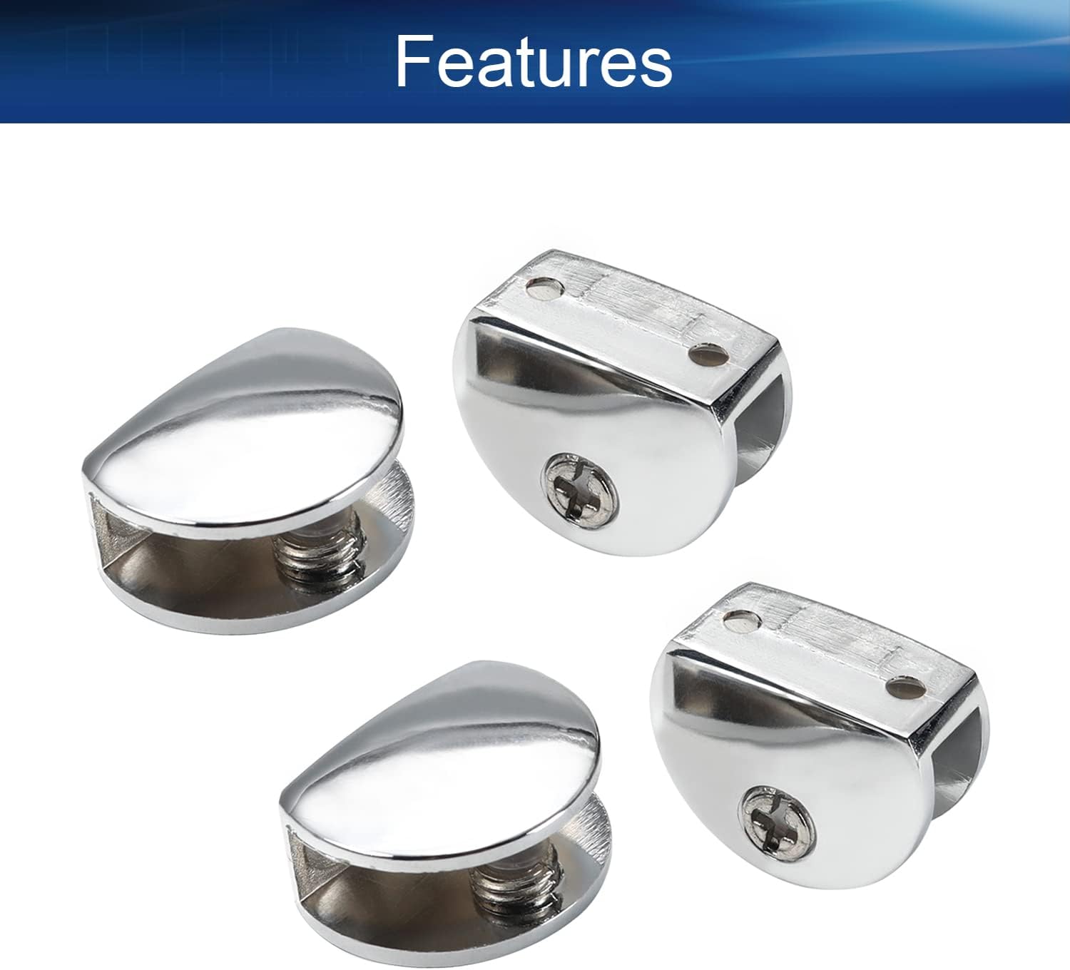 Yinpecly 10PCS 1.02" x 1.34" x 0.63" (LxWxH) Glass Shelf Bracket Adjustable Zinc Alloy Glass Door Cabinet Clip Silver