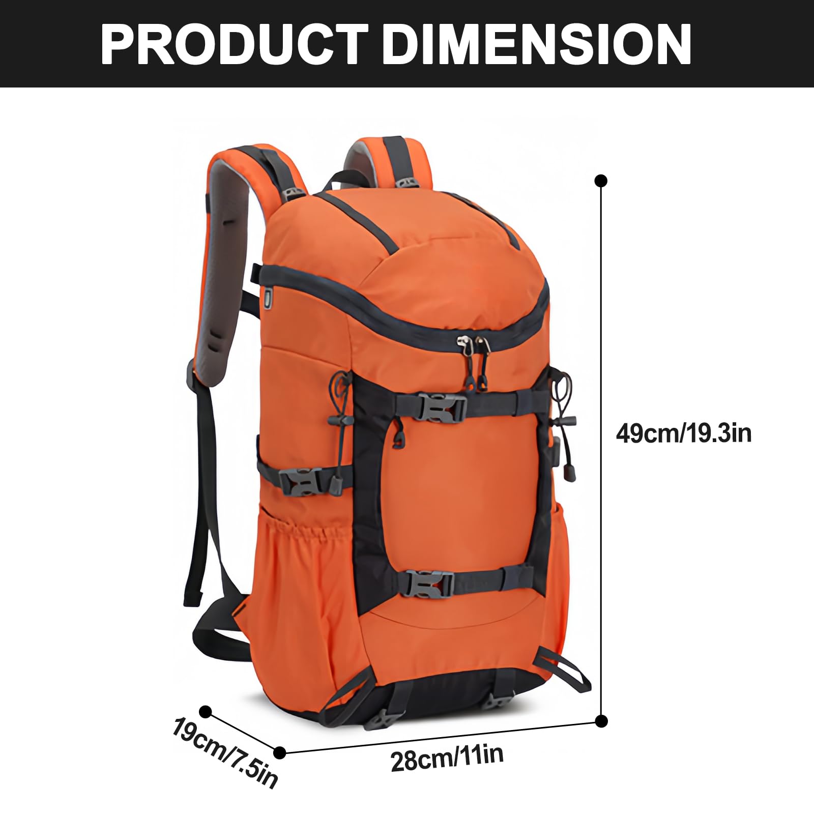 Wanderrucksack 40L, Wanderrucksack Herren Damen mit Regenhülle Wasserdichter Rucksack mit Rückenbelüftung und Netzrücken Trekkingrucksack für Radfahren,Bergsteigen und Reisen