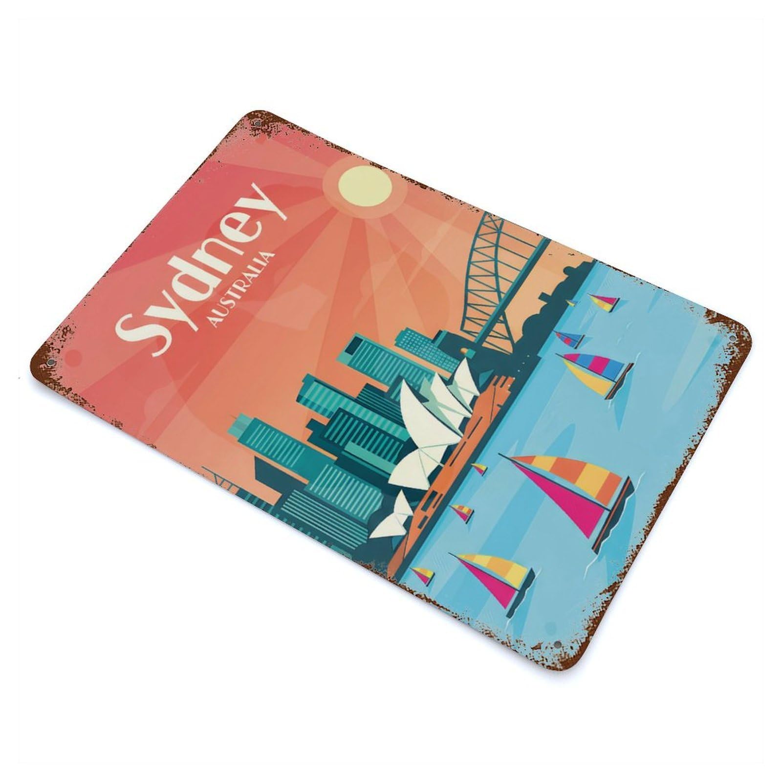 Sydney Australia Travel Rusty Metal Tin Sign 11.8"x7.9", Old School Wall Decor for Garage, Pub Or Kitchen