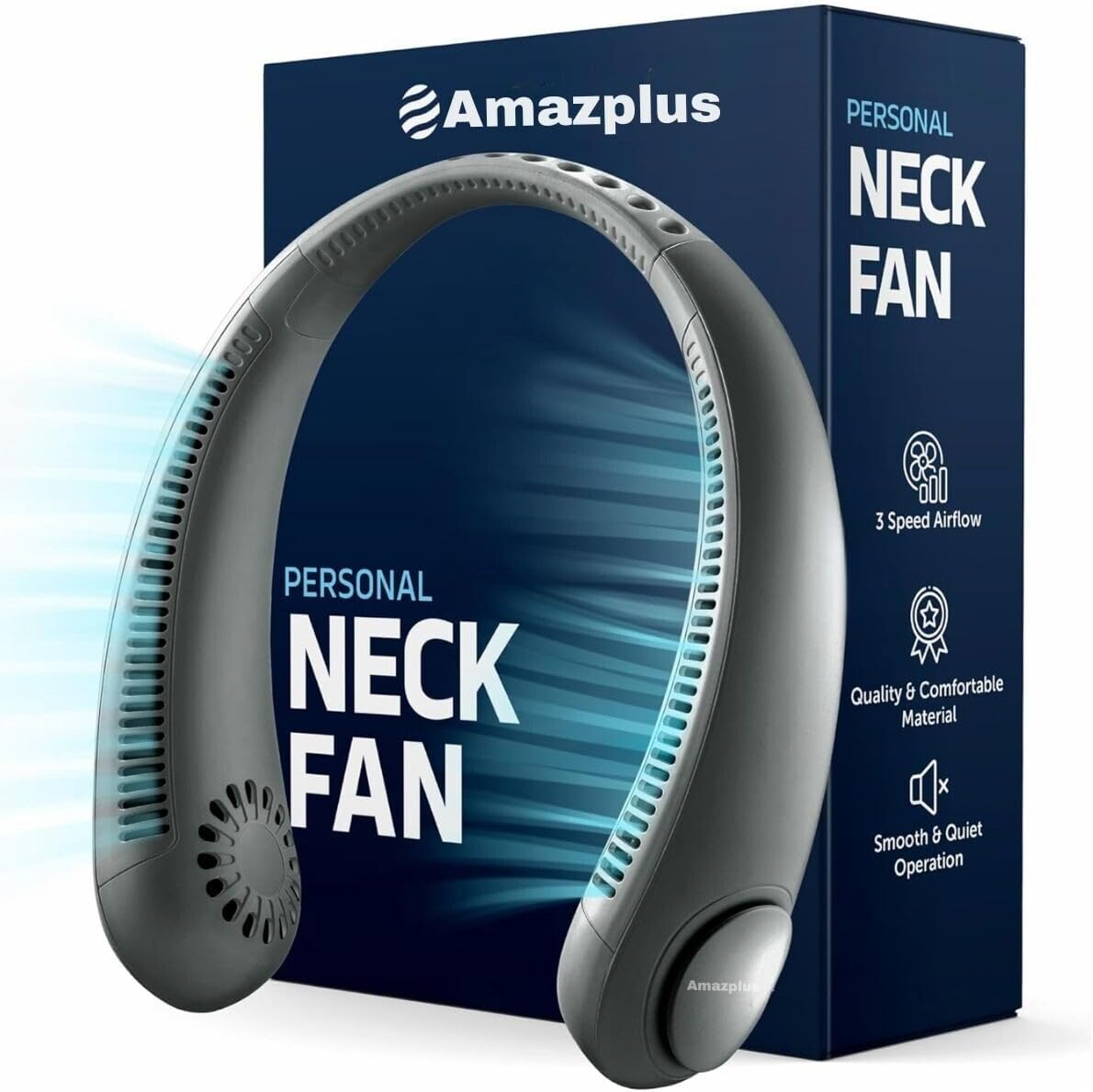 𝐀𝐌𝐀𝐙𝐏𝐋𝐔𝐒® (𝟏𝟓 𝐘𝐄𝐀𝐑𝐒 𝐖𝐀𝐑𝐑𝐀𝐍𝐓𝐘) Portable Neck Fan Rechargeable, 9000mAh Battery for Kitchen, Hands-Free Cooling Fan for Travel, Outdoor & Home, USB Charging Fan for Women & Men