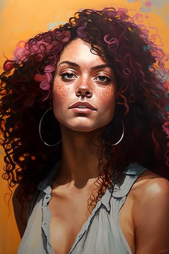 STOJAN Kits de pintura de diamantes para mujer glamorosa madura, pintura de diamante redondo 5D, pintura digital de dibujos animados para