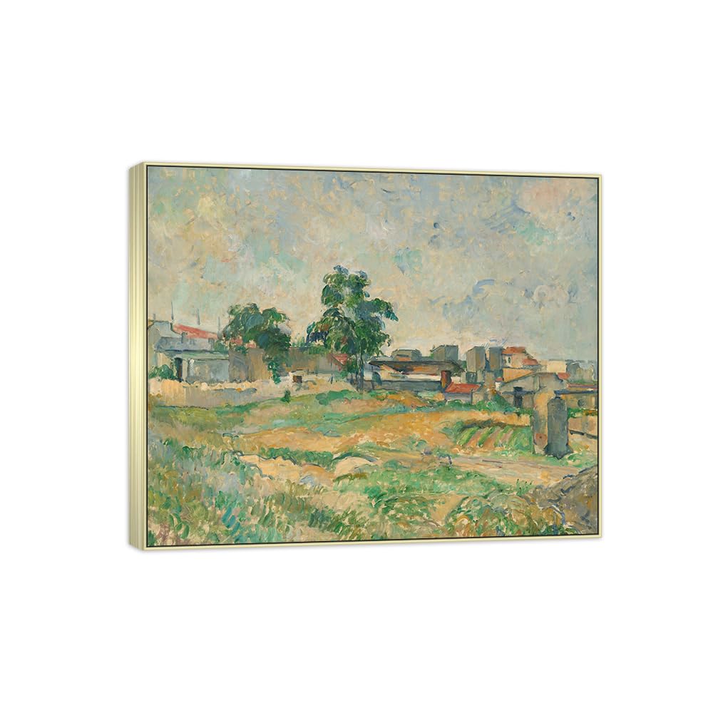 SDYSKKUG Canvas Wall Art Picture Decor Landscape by Paul Cezanne 72x60cm Silver Frame
