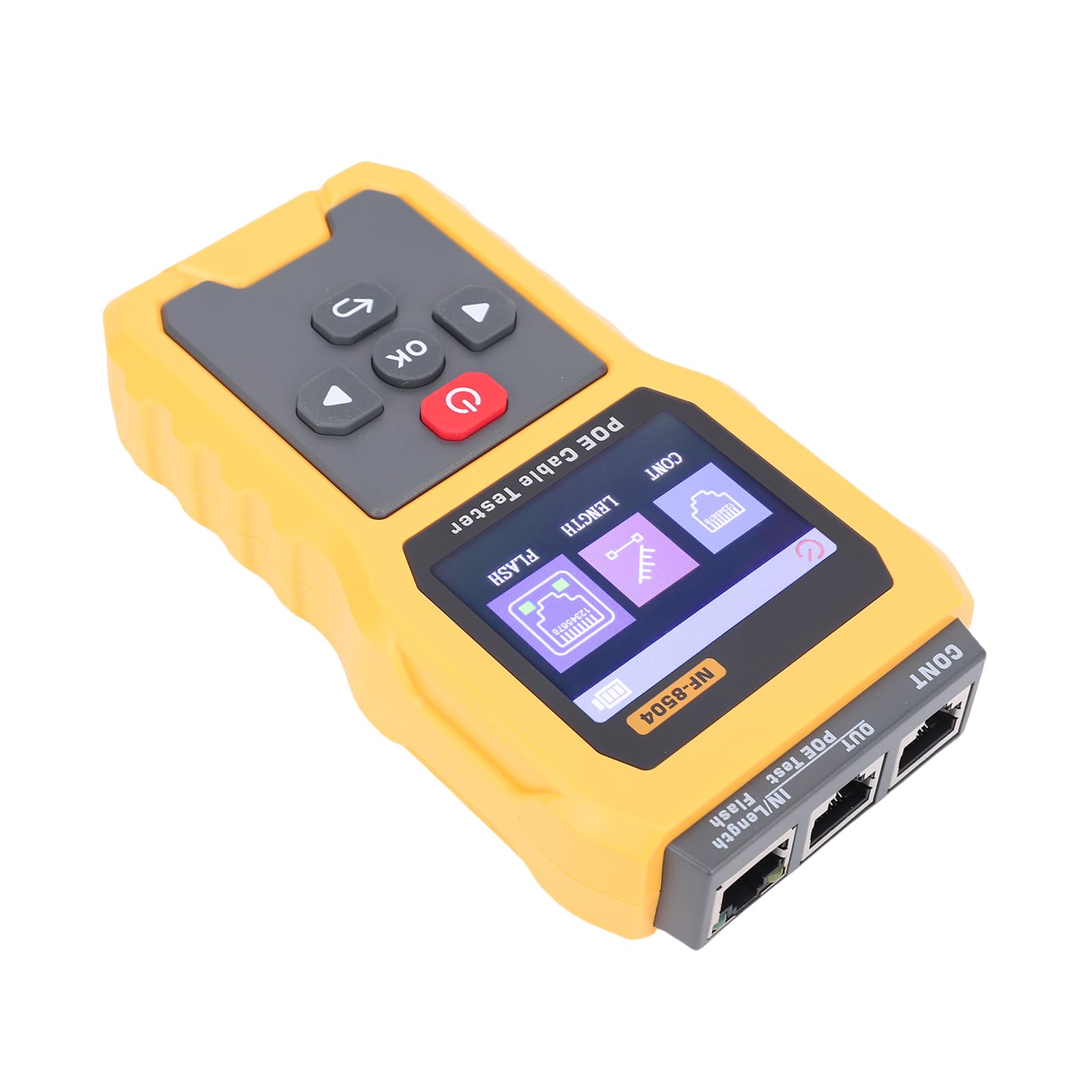 Hyuduo Tester per Cavi PoE, Materiale ABS, Schermo da 2,4 Pollici, Misurazione della Lunghezza del Cavo e Test di Carico di Potenza per Cavi CAT5 CAT6, Ideale per Tecnici e Professionisti di Rete