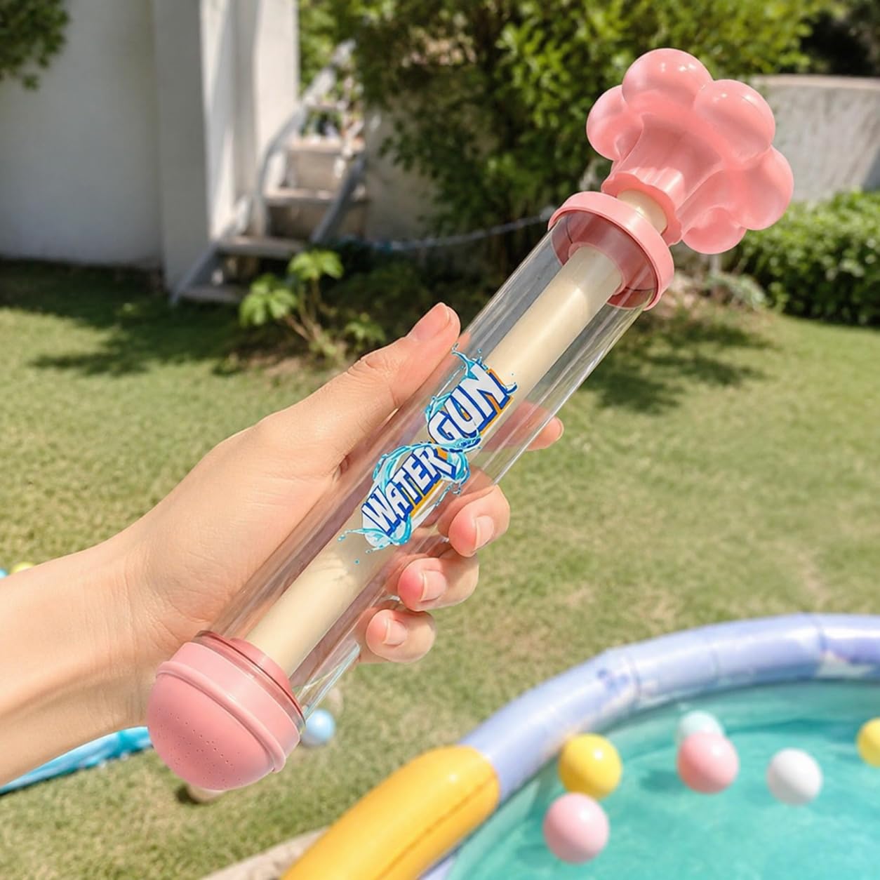 Giocattolo Pistola Acqua per Bambini - Pistola d'Acqua in Plastica per Giochi Estivi in Spiaggia e Piscina - d'acqua, Rosa, Modello a fiore