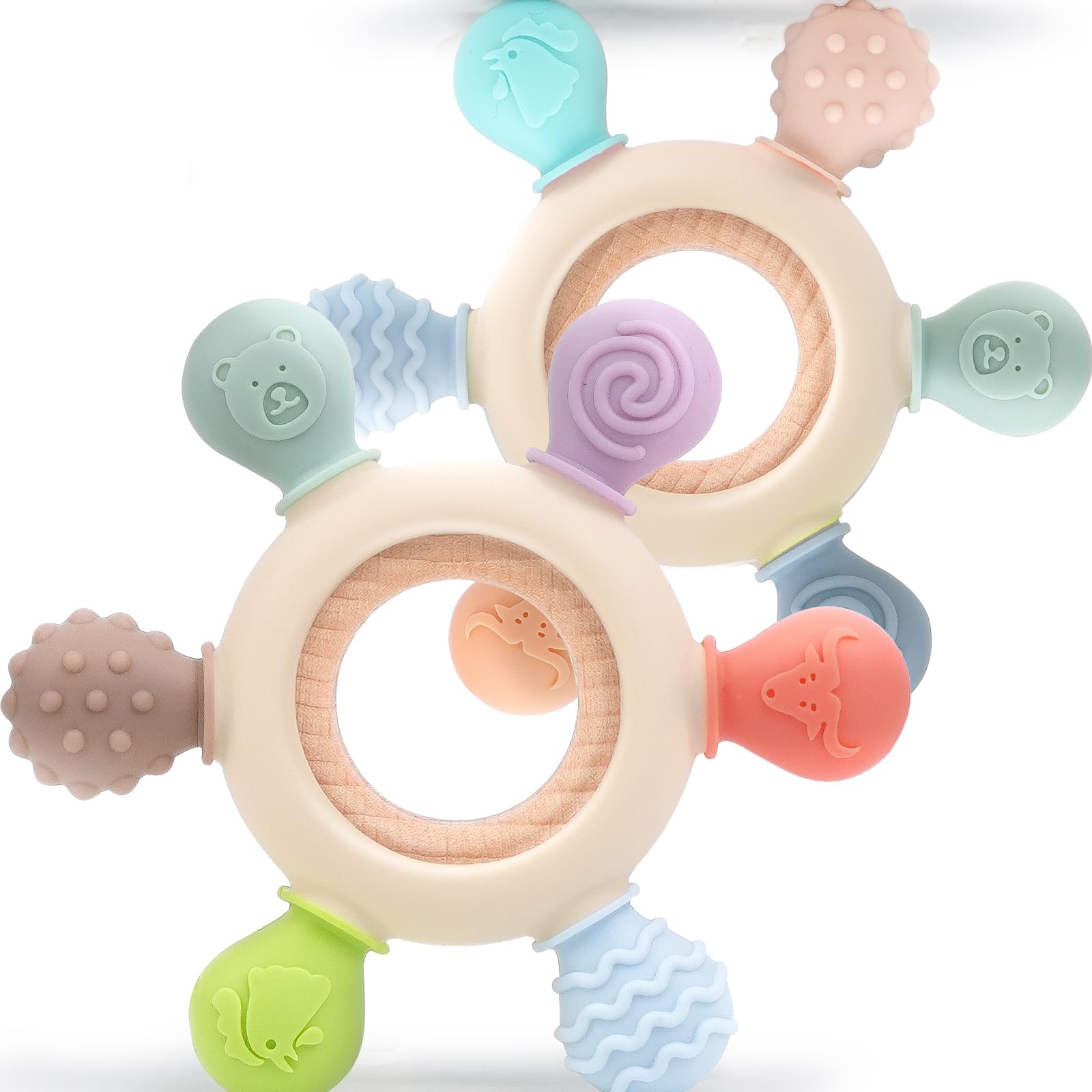 Okonkn Beißring Baby,Zahnungshilfe Spielzeug Silikon Baby Zubehör Für Jungen Und Mädchen