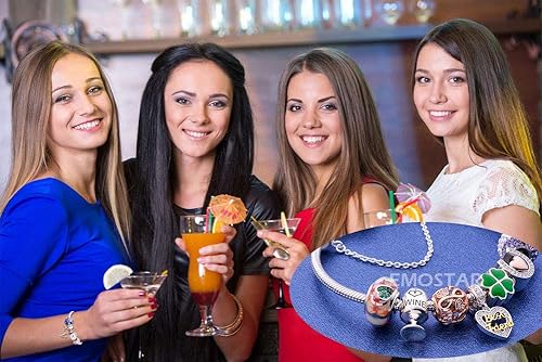 Miniatura 3 de EMOSTAR Juego de dijes de tazas para pulseras de bricolaje, dijes de cubo de hielo champán y dijes de copa de vino, juego de joyas en plata de ley