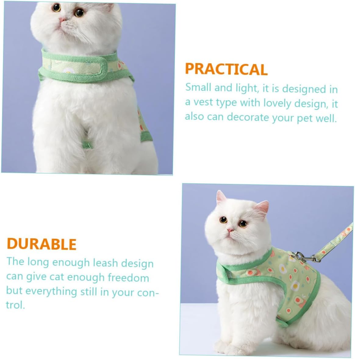 Cabilock Cat Harness and Leash Kitten Avocado Pattern Breathable Mesh Vest Medium Size for 6-9 Lbs Cats Comfortable Walking Outdoor Pet Supplies
