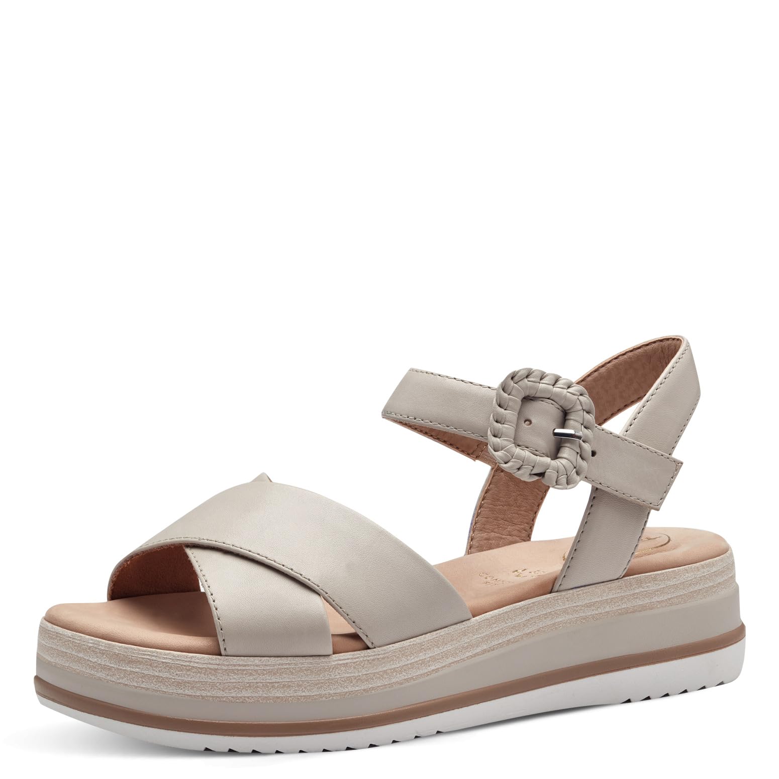 Tamaris COMFORT Damen Sandalen flach aus Leder mit Klettverschluss