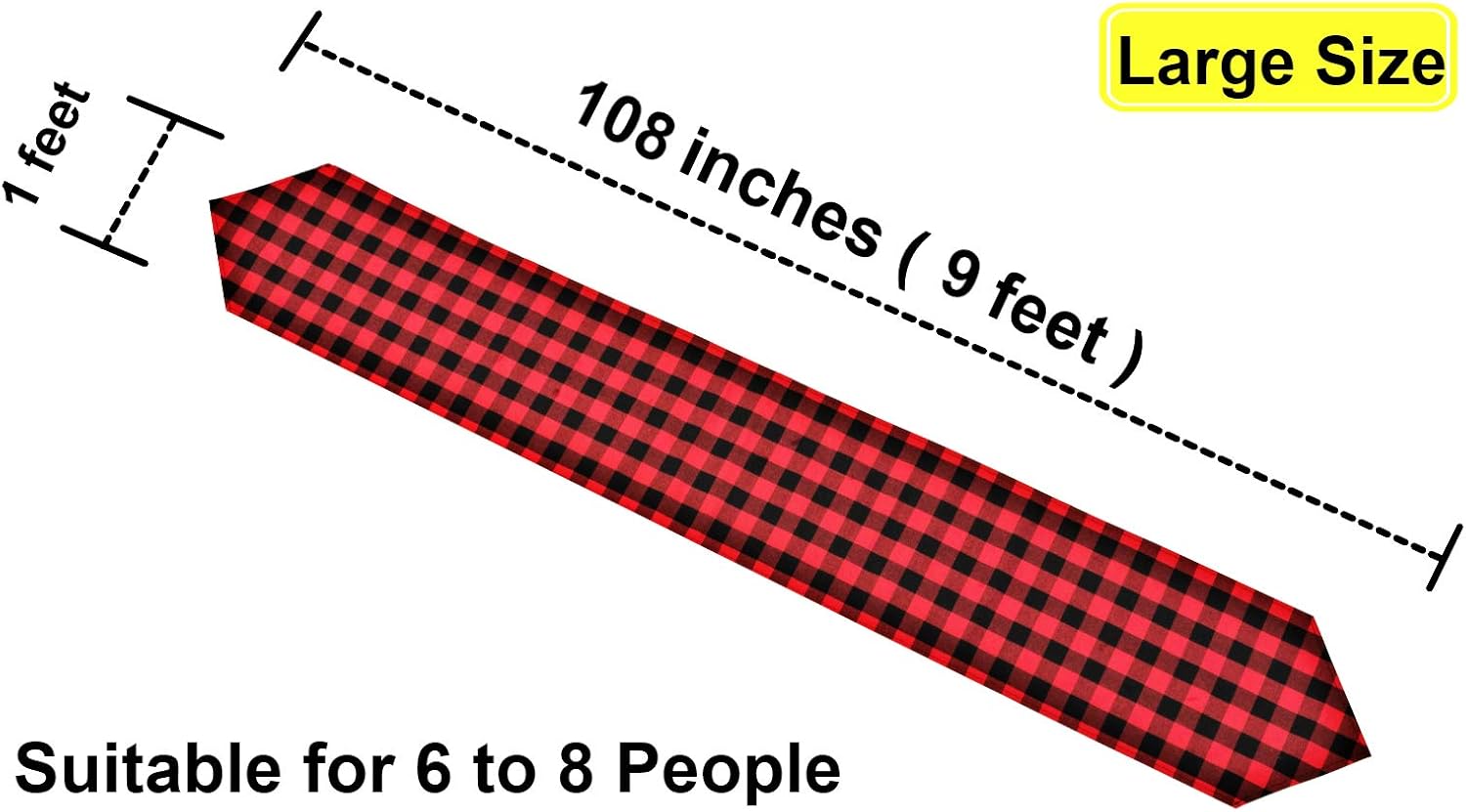 3 Pack Buffalo Check Table Runners Red and Black Plaid Table Runner for Christmas Dinner, Lumberjack Party, Outdoor or Indoor Gatherings Table Home Decorations 12"x108"