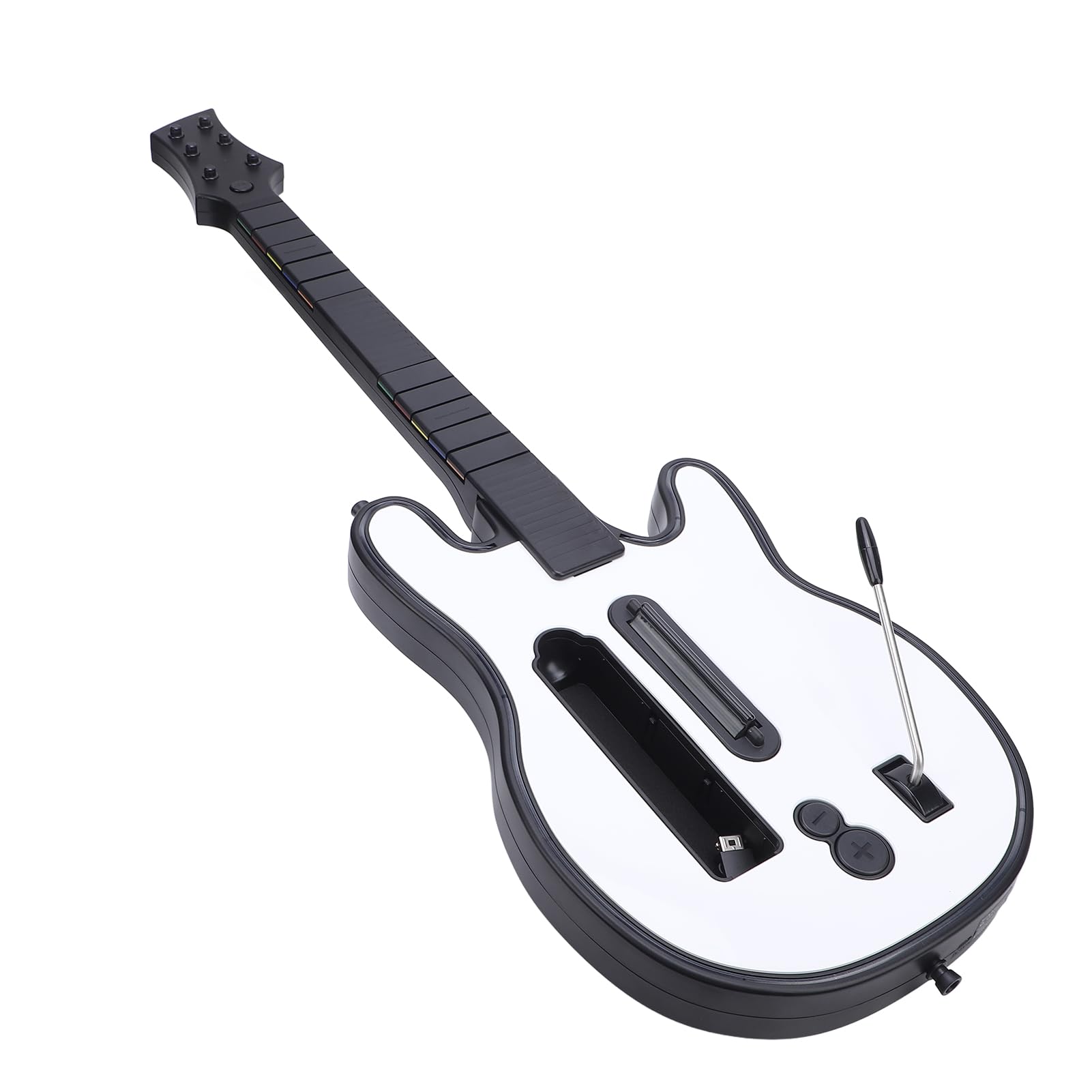 Chitarra da Gioco Wireless con Cursore Al Collo Sensibile Al Tocco con Luce RGB, Controller per Chitarra in modalità Multiplayer, Lunghe Ore di Lavoro, Materiale ABS Bianco (31,8x10x1,8