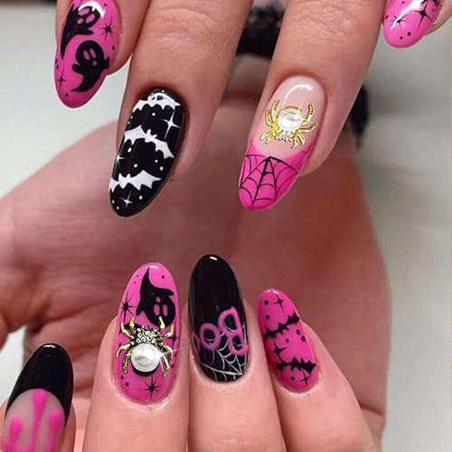 Miniatura 4 de XEAOHESY 30 dijes para uñas de araña de Halloween, perlas y diamantes de imitación transparentes para uñas, diamantes de imitación de araña punk,