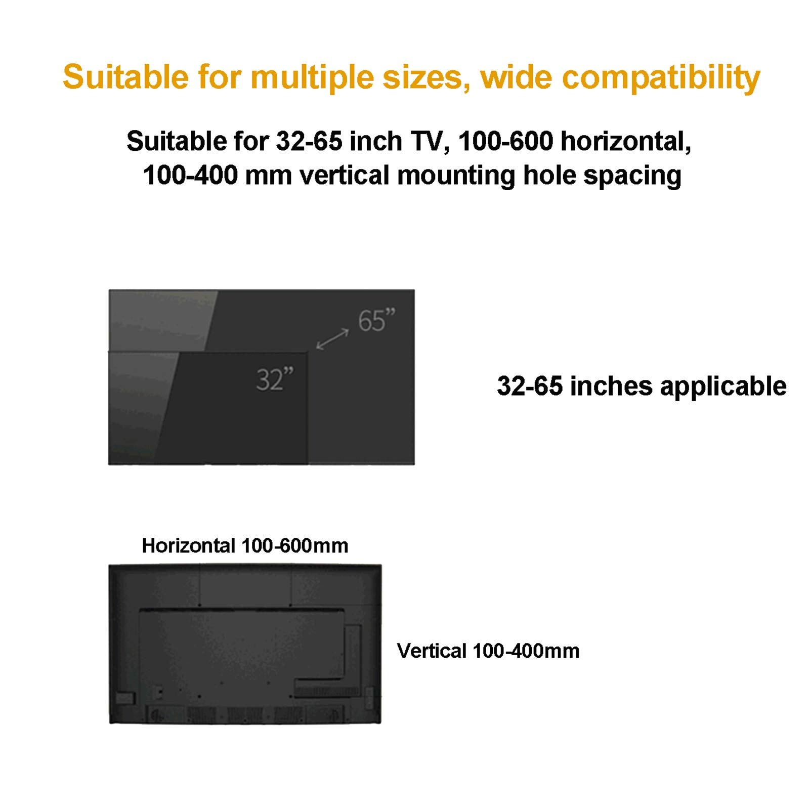LIU- Soporte De Pared Fijo for TV, for La Mayoría De Televisores De Pantalla Plana LCD LED De 32-65 Pulgadas, VESA 600x400 Mm, Soporta hasta 50 Kg