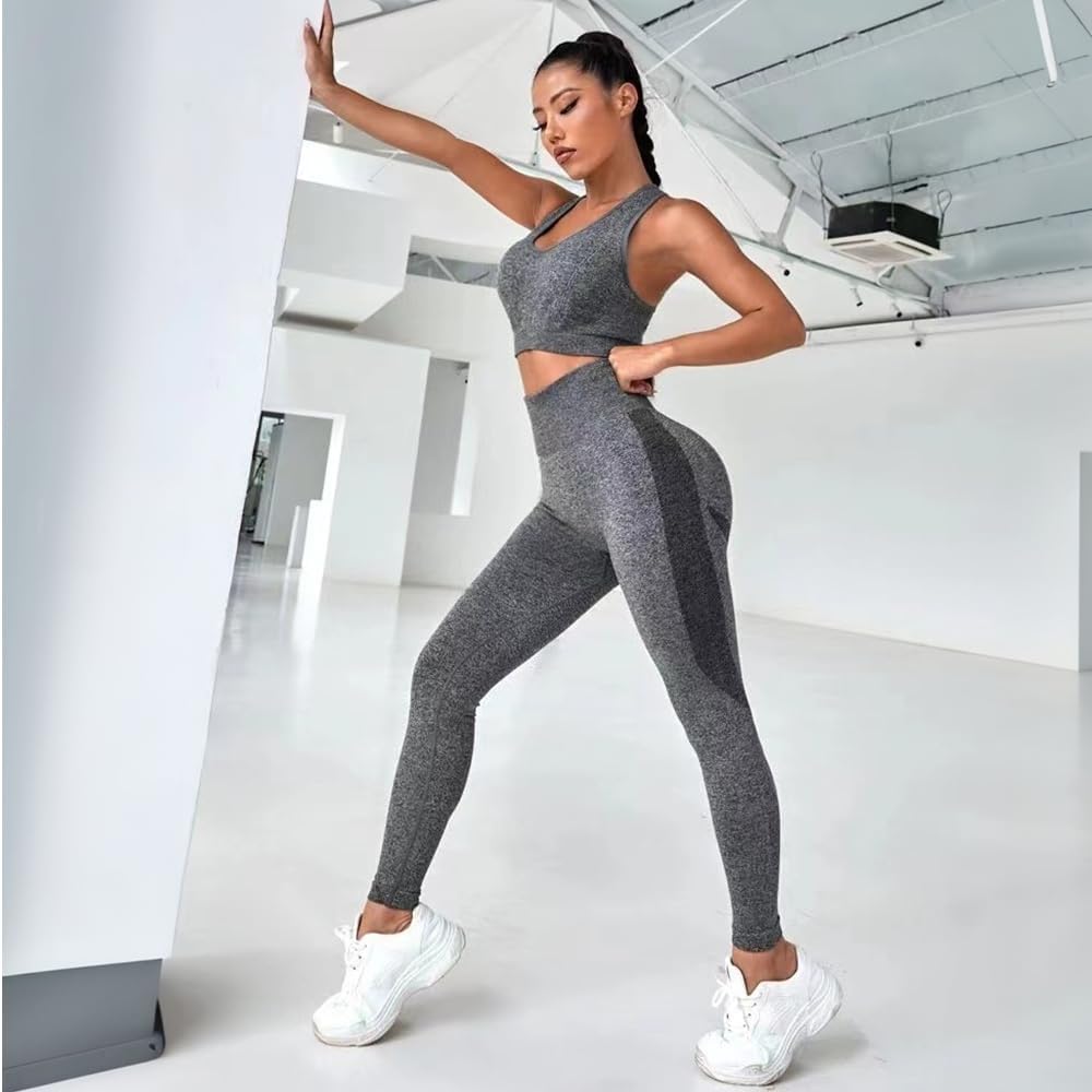 3-Piece Women’s Workout Set – Sports Bra, High-Waisted Butt-Lifting Leggings & Jacket, Suitable for Gym, Running, Yoga