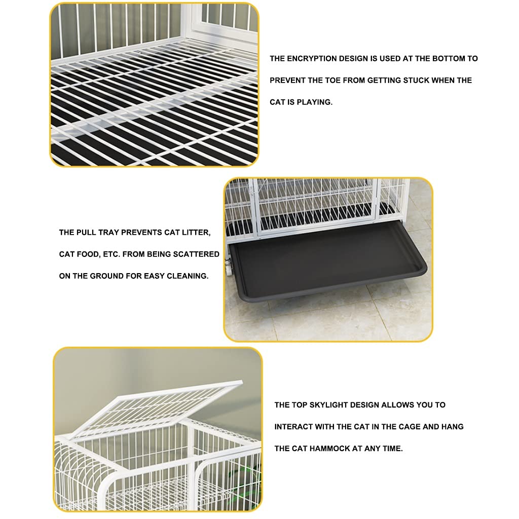 Katzenkäfig Katzenstreu Für Den Innenbereich Doppellagiges Katzenhaus Mit Zubehör Wie Hängematte Isomatte Katzentoilette Usw (Color : Weiß, S : 78x55x100cm)