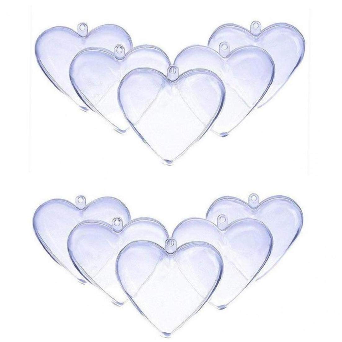 Onsinic Clear 10Pcs Heart-Shaped Fillable Ball Plastic Acrylic Fillable Transparent Ball Ornament Gift Present Christmas Decor