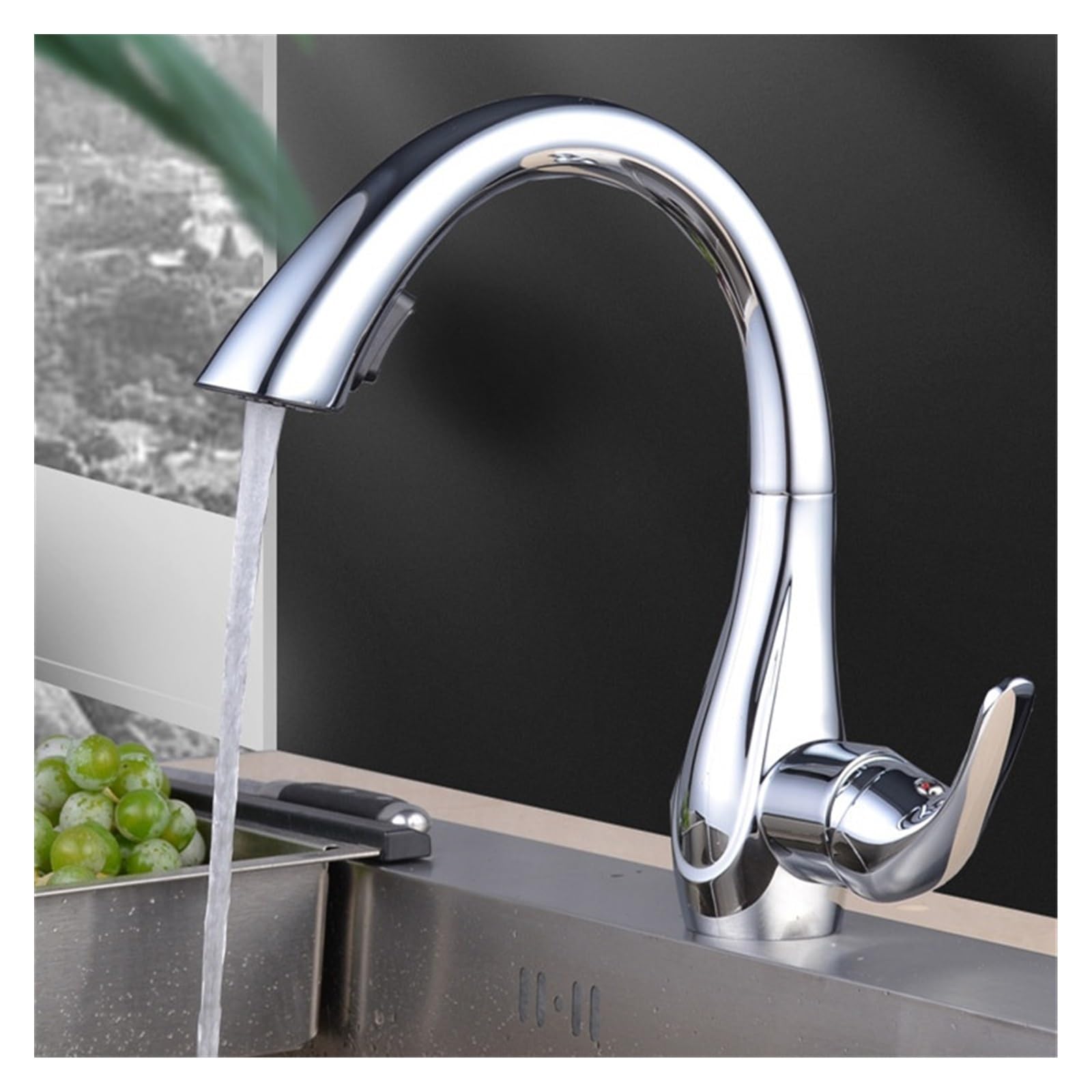 Grifo para Lavabo de baño, Grifo de Cocina extraíble Monomando Plateado, Mezclador Monomando con rotación de 360 Grados, Grifo Mezclador para Lavabo Negro (Grifo Plateado)
