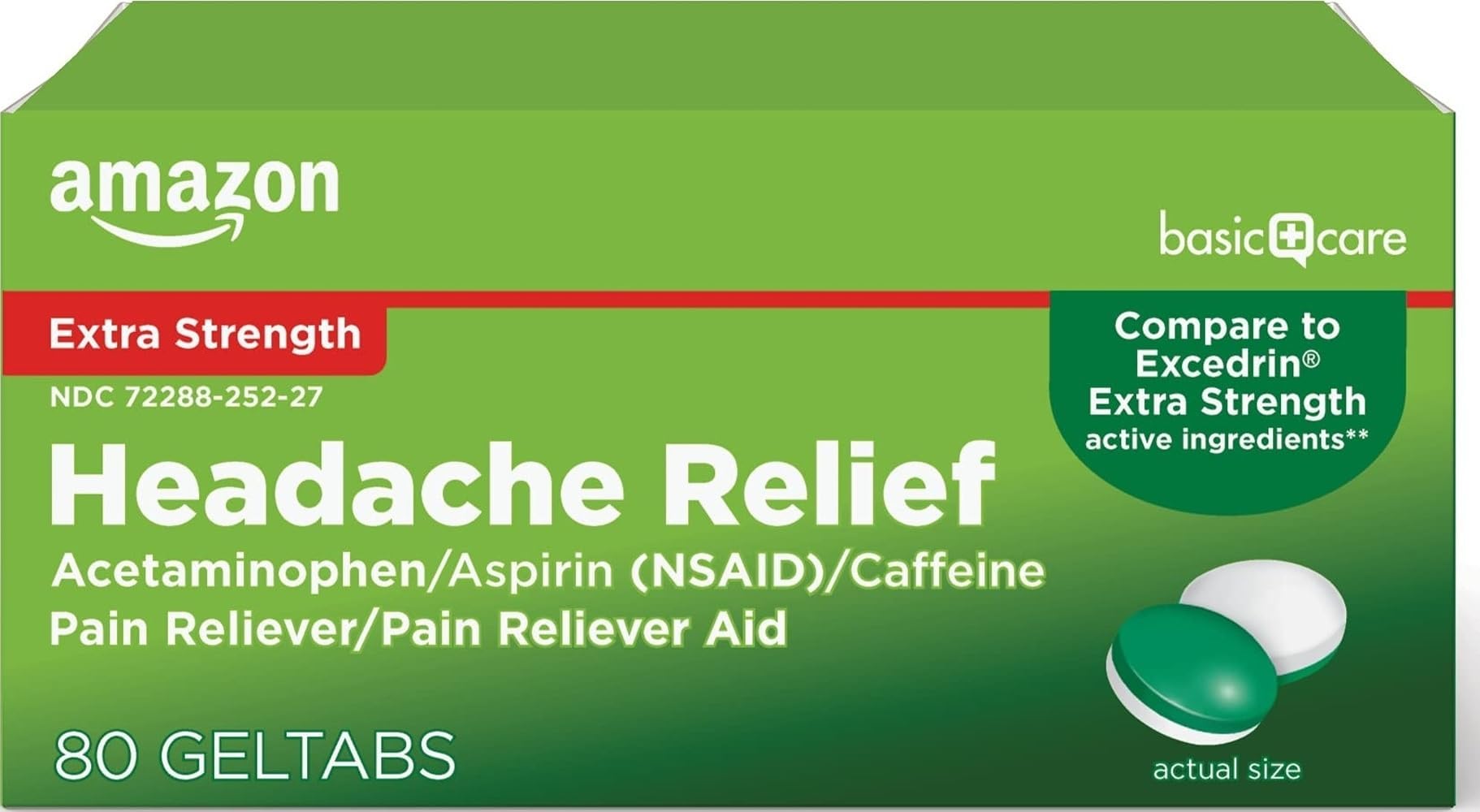Extra Strength Headache Relief Geltabs, Pain Reliever for Arthritis, Menstrual Pain and Cramps, 80 Count