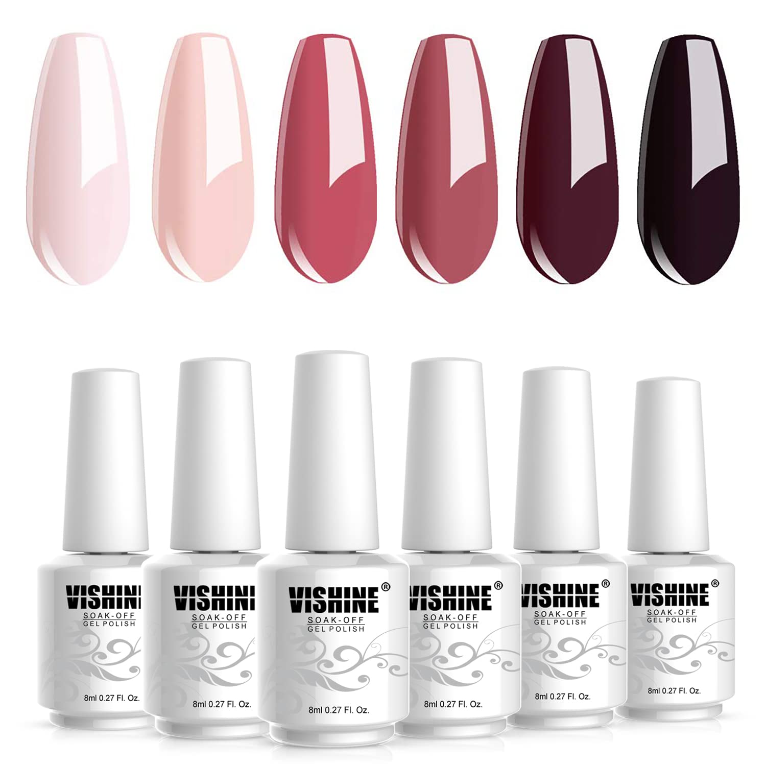 Amazon.com : Vishine Gel Nail Polish KIT 6 Colors - Misty Pink 