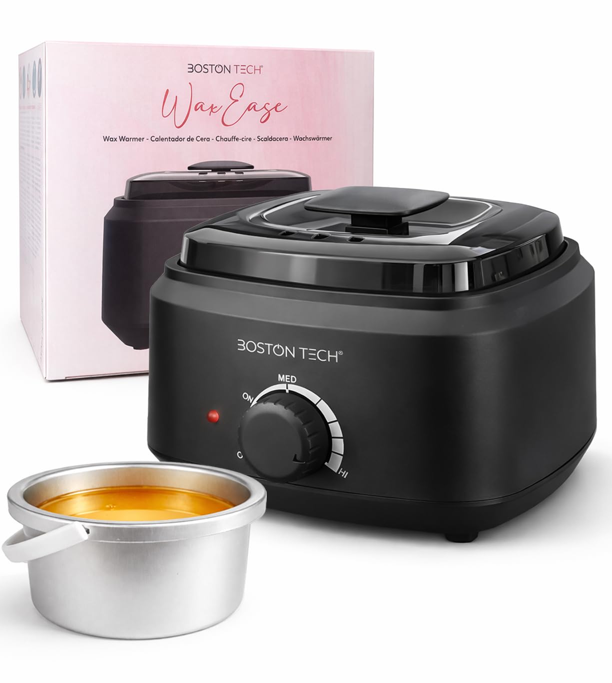 Scaldacera Professionale 500 ml Boston Tech HR101 – Scaldacera Elettrico con Controllo Temperatura, Contenitore Rimovibile in Alluminio, Fornetto per Ceretta Casa e Salone